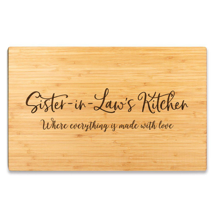 Large Bamboo Wood Cutting Board Gift, Where Everything is Made With Love-Set of 1-Andaz Press-Sister in Law-