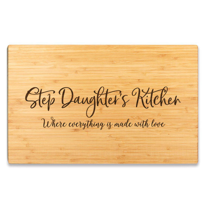 Large Bamboo Wood Cutting Board Gift, Where Everything is Made With Love-Set of 1-Andaz Press-Step Daughter-