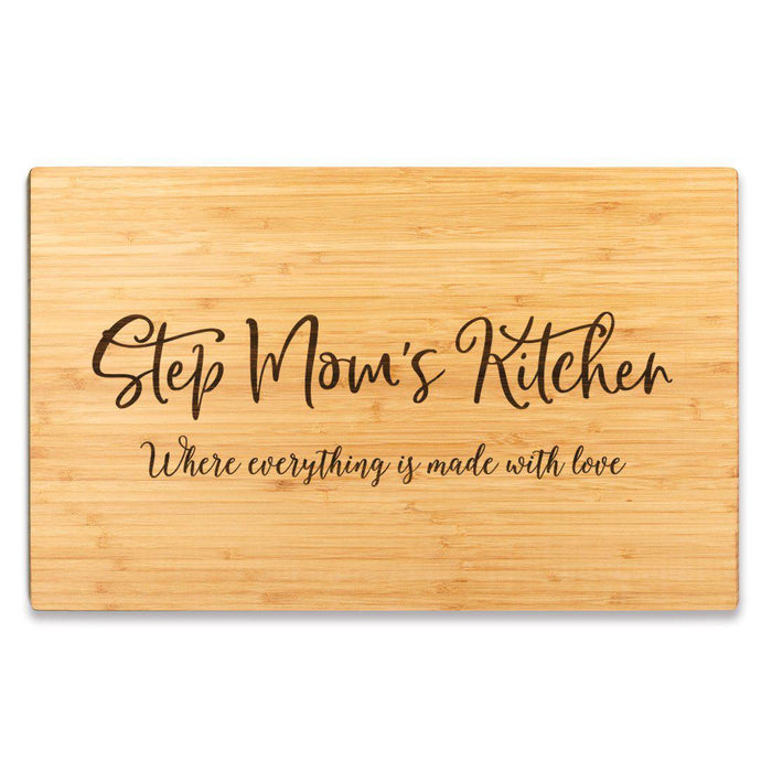 Large Bamboo Wood Cutting Board Gift, Where Everything is Made With Love-Set of 1-Andaz Press-Step Mom-